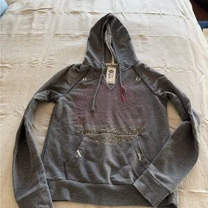 Roxy Charcoal Hoodie with Artistic Print